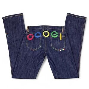Y2K COOGI rainbow logo dark wash jeans Size 9/10